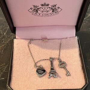 Vintage Juicy Couture Silver Eiffel Tower Necklace